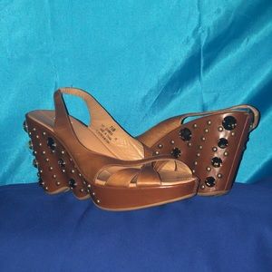 Brown Sequined Wedge